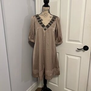 Dress with Beaded Neckline